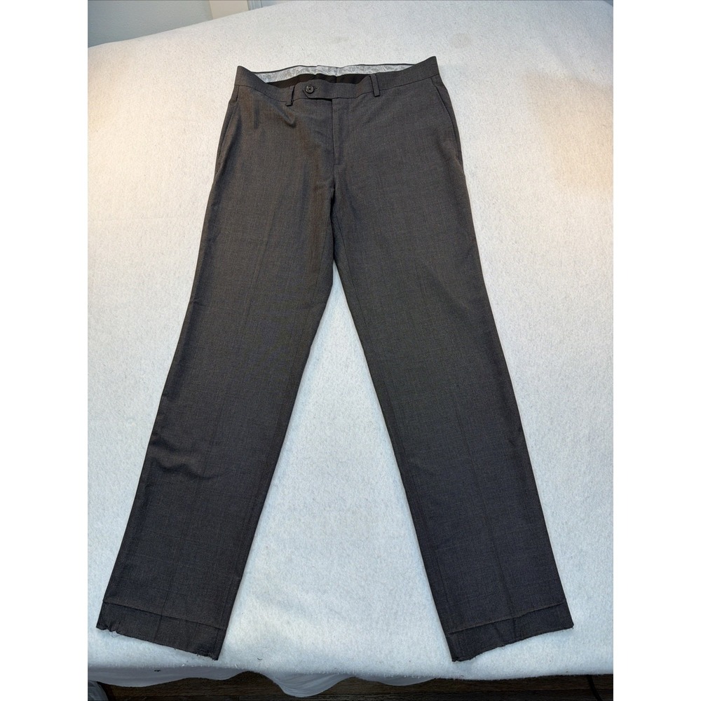 Lauren  Ralph Lauren Men 33 X 31 Charcoal Widowpane Dress Pants Flat Front‎
